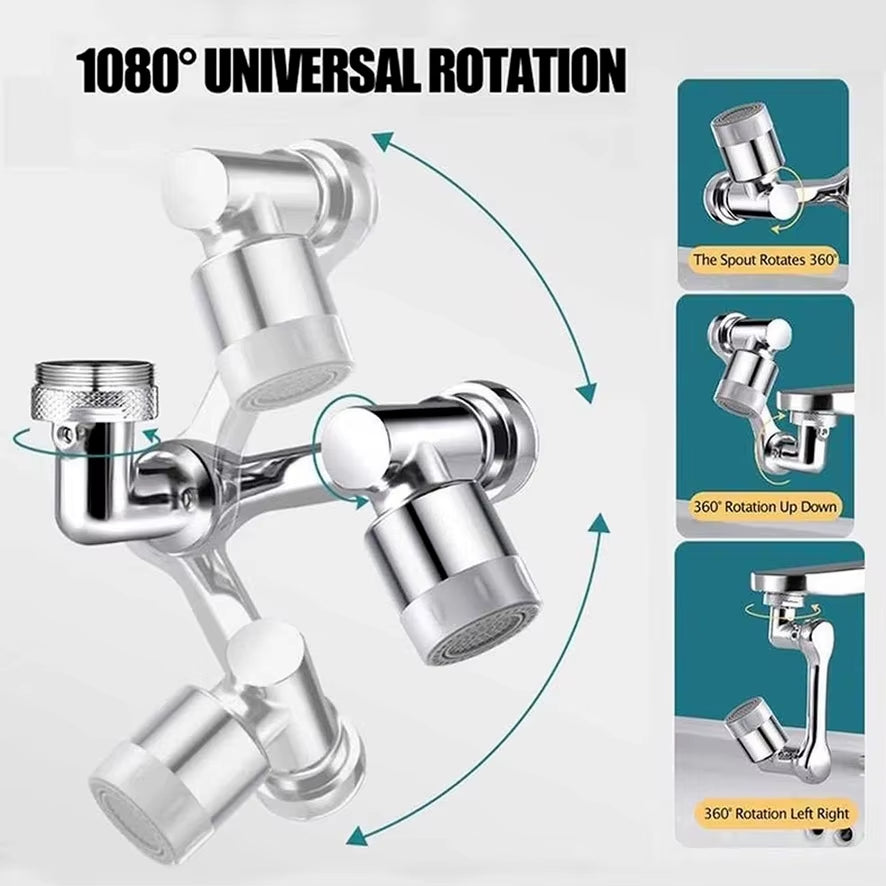 Stainless Steel Faucet Extender 1080 °Swivel Water Tap Nozzle Faucet Sprayer Universal Bathroom Mixer Aerator 2 Spray Modes